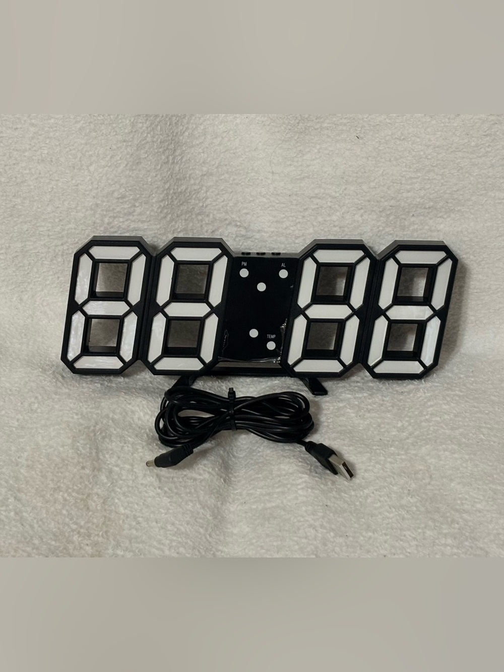 Modern Black LED Wall Clock - Digital Segment Design
